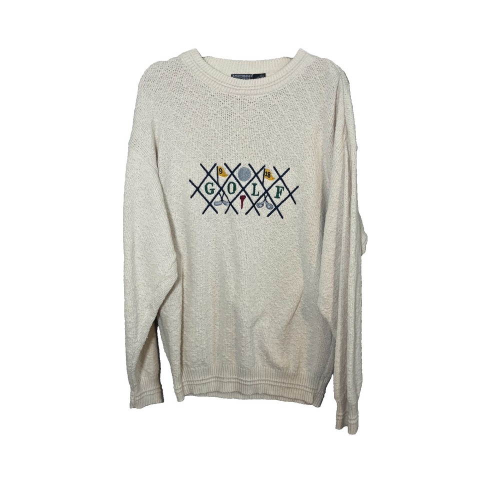 Vintage Golf Embroidered Sweater L Retro Grandpa Clubhouse Classic Preppy Resort